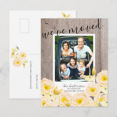 Carte Postale Faire-part Boho Rustique Rose Floral Bois Photo Déménagement (Devant / Derrière)