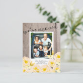 Carte Postale Faire-part Boho Rustique Rose Floral Bois Photo Déménagement (Debout devant)