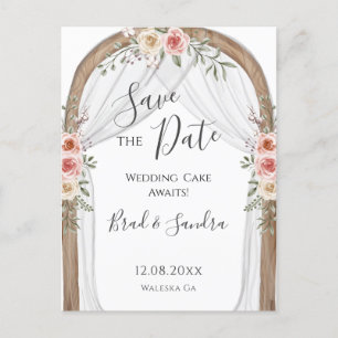 Carte Postale Faire-part Boho Save the Date - Elégant Arc Floral Bohème