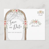 Carte Postale Faire-part Boho Save the Date - Élégante Arche Florale Bohème (Dos)