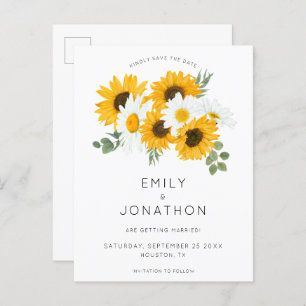 Carte Postale Faire-part Boho Sunflower Florals Rustique Enregistrer La Dat