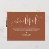 Carte Postale Faire-part Boho Terracotta Joli Script Mariage Elopement (Devant / Derrière)