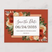 Carte Postale Faire-part Boho Terracotta rouille Mariage floral Enregistrer (Devant)