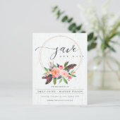 CARTE POSTALE FAIRE-PART BOHO WOOD BLUSH WREATH FLORA PAYS ENREGISTRER LA D (Debout devant)