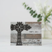 Carte Postale Faire-part Bois ancien, Croix de fer forgé Enregistrer la dat (Debout devant)
