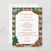 Carte Postale Faire-part Bois Camper Baby Boy (Devant / Derrière)