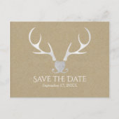 Carte Postale Faire-part Bois de cerf argenté blanc & faire part de date en (Devant)