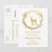 Carte Postale Faire-part Bois de cerf doré Noël | Couronne de fête de fin d (Devant / Derrière)