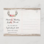 Carte Postale Faire-part Bois de cerf floral mariage rustique | Sauvegarder (Dos)