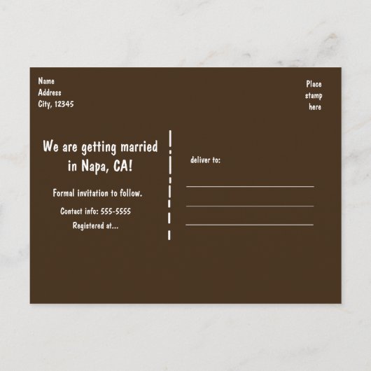 Carte Postale Faire-part Bois et flèches rustiques "ENREGISTRER LA DATE" Ca (Dos)