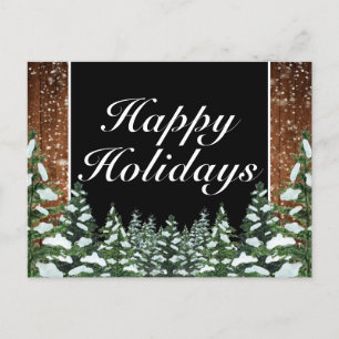 Carte Postale Faire-part Bois et Forêt Neige Noire Bonne Fête Salutation