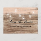 Carte Postale Faire-part Bois et lanternes roses rustiques (Devant)