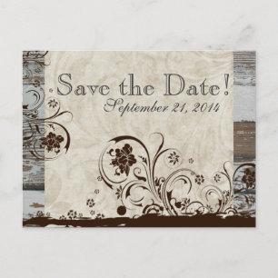 Carte Postale Faire-part Bois et parchemin Swirl enregistrer la date
