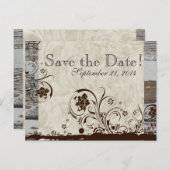 Carte Postale Faire-part Bois et parchemin Swirl enregistrer la date (Devant / Derrière)