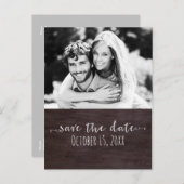 Carte Postale Faire-part Bois foncé ÉCONOMISER LA DATE Rustique Mariage Pho (Devant / Derrière)