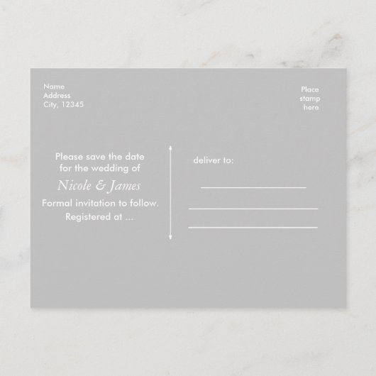 Carte Postale Faire-part Bois foncé ÉCONOMISER LA DATE Rustique Mariage Pho (Dos)