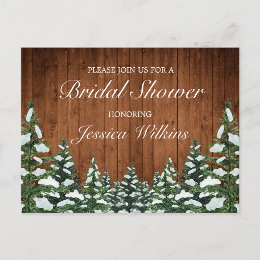 Carte Postale Faire-part Bois neigeux et forêt Fête des mariées de pin (Devant)