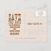 Carte Postale Faire-part Bois Rustique Enregistrer la Date (Dos)