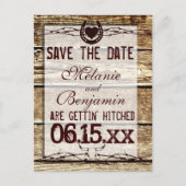 Carte Postale Faire-part Bois rustique Enregistrer la date Obtenir hitched  (Devant)