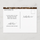 Carte Postale Faire-part Bois rustique, guirlande lumineuse, fiançailles, a (Dos)