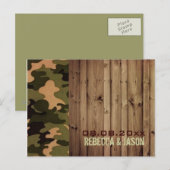 Carte Postale Faire-part bois rustique occidental Camo Mariage enregistrer  (Devant / Derrière)