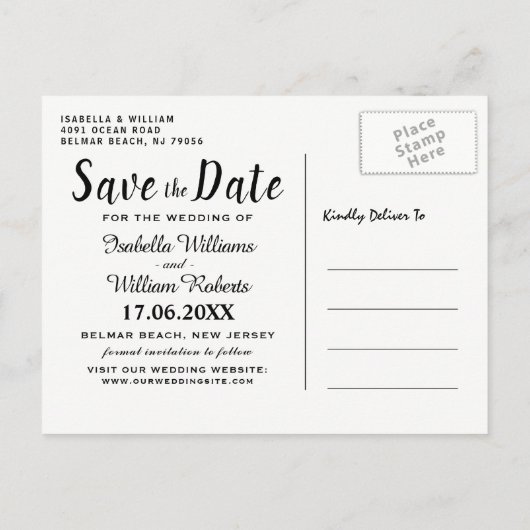 Carte Postale Faire-part Boisson Rouge Plage Océane Enregistrez la Date (Dos)