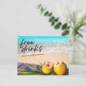 Carte Postale Faire-part Boissons gratuites Beach Wedding Enregistrer la da (Debout devant)