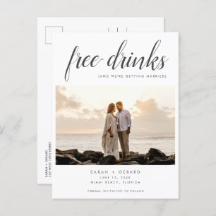 Carte Postale Faire-part Boissons gratuites Beach Wedding Photo Enregistrer
