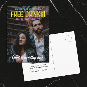 Carte Postale Faire-part Boissons Gratuites ! Mariage à ne pas manquer avec