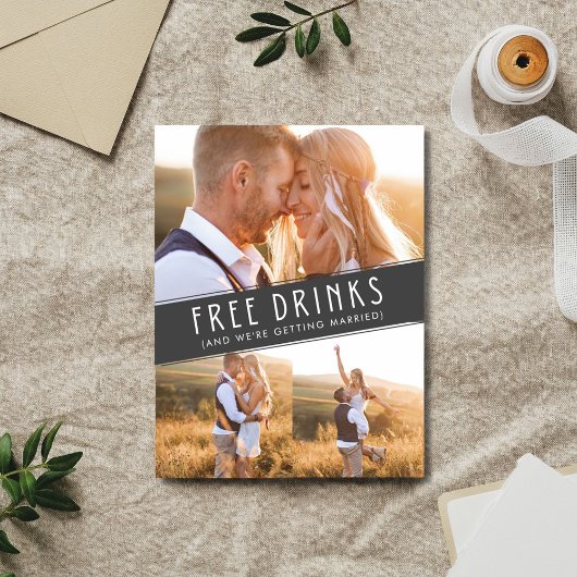 Carte Postale Faire-part Boissons gratuites Photo Collage Mariage Enregistr