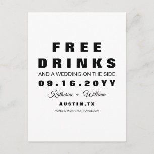 Carte Postale Faire-part Boissons gratuites simples et amusantes Mariage Sa