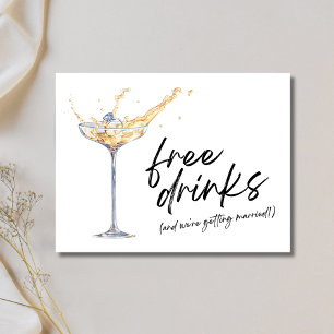 Carte Postale Faire-part Boissons Gratuites Verre à Champagne Mariage Éparg