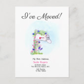 Carte Postale Faire-part Boîte aux lettres à fleurs aquarelle Je déménage (Devant)