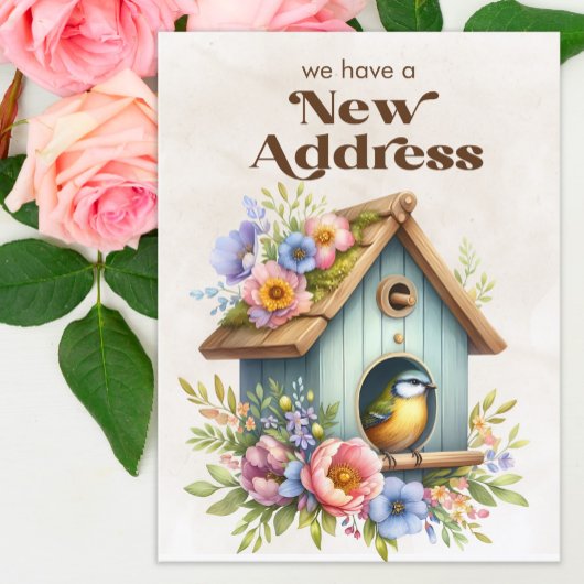 Carte Postale Faire-part Boîte aux lettres Fleurs Maison d'oiseau Changemen