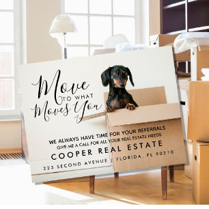 Carte Postale Faire-part Boîte de déménagement de chien Dachshund Coordonné