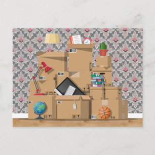 Carte Postale Faire-part Boîtes de déménagement New House Adresse Faire-par
