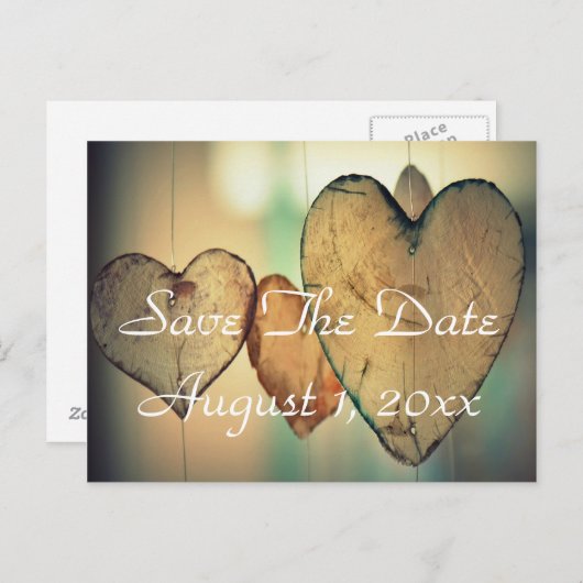 Carte Postale Faire-part Bokeh Hearts Enregistrer La Date (Devant / Derrière)