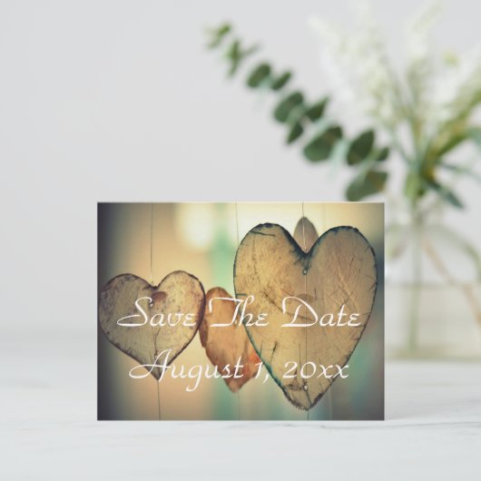 Carte Postale Faire-part Bokeh Hearts Enregistrer La Date (Debout devant)