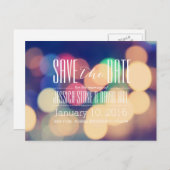 Carte Postale Faire-part Bokeh moderne éclaire mariage Enregistrer la date (Devant / Derrière)