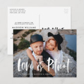 Carte Postale Faire-part Bold Brush Script L'amour est patient Report (Devant / Derrière)