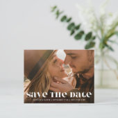 Carte Postale Faire-part Bold Modern Editable Texte Deux Photo Enregistrer  (Debout devant)