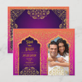 Carte Postale Faire-part Bollywood Arabian Nights Sauvez la date (Devant / Derrière)