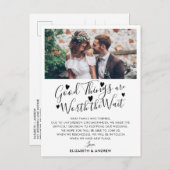 Carte Postale Faire-part Bon point à attendre Mariage reporter photo (Devant / Derrière)