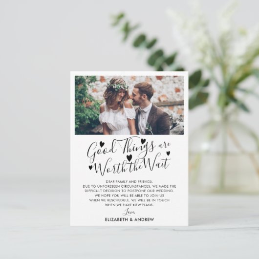 Carte Postale Faire-part Bon point à attendre Mariage reporter photo (Debout devant)