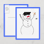 Carte Postale Faire-part Bonhomme de neige diplômé pour le petit diplômé (Devant / Derrière)