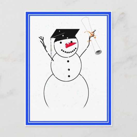 Carte Postale Faire-part Bonhomme de neige diplômé pour le petit diplômé (Devant)
