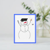 Carte Postale Faire-part Bonhomme de neige diplômé pour le petit diplômé (Debout devant)