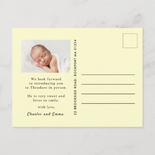 Carte Postale Faire-part Bonjour Automne Automne Bébé Naissance Photo (Dos)