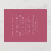 Carte Postale Faire-part Bonjour lettre calligraphiée annonce de naissance  (Dos)