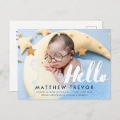 Carte Postale Faire-part Bonjour Script Dreamy Baby Photo (Devant / Derrière)